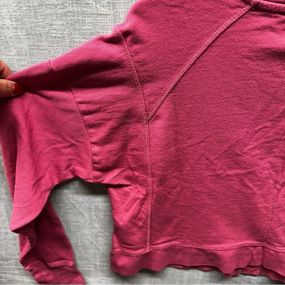 Sweaty Betty After Class Pink Crop Sweatshirt Thumbholes Unique Stiching US 8-10 - Picture 7 of 11